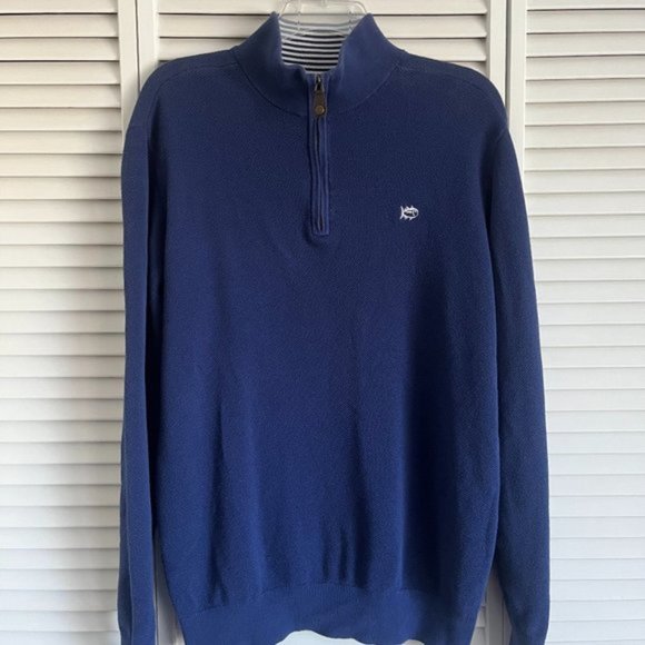 Southern Tide Club quarter zip pullover navy & white men’s medium - Picture 1 of 8